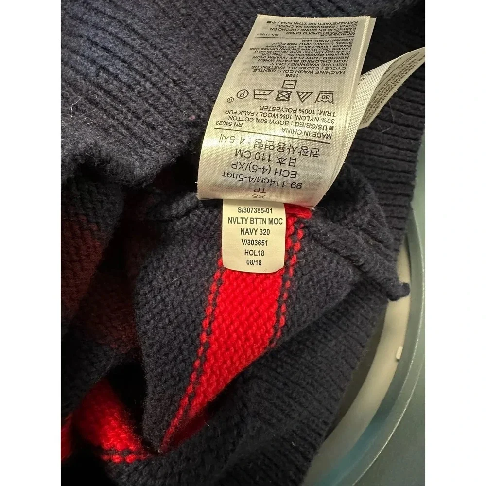 GAP Kids Boys Navy Blue Striped Button Neck Sweater / Boys Size XS‎